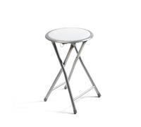 THE SECRET HOME - Taburetes Plegables de Aluminio - Silla de Metal y Asiento Acolchado - Ideal para Cocina, Terraza, Cámping, Oficina - Diámetro 30 x Alto 45 cm (1, Blanco, Ø30x45 cm)