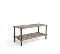 THE SECRET HOME - Zapatero de 2 Niveles - Alto. 29,5 cm x Largo. 63 cm - Color Madera Oscura - Almacenamiento para el Hogar - Ideal para Habitación, Salón, Recibidor