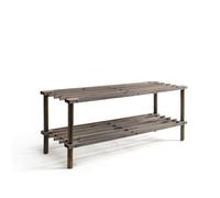 THE SECRET HOME - Zapatero de 2 Niveles - Alto. 29,5 cm x Largo. 74 cm - Color Madera Oscura- Almacenamiento para el Hogar - Ideal para Habitación, Salón, Recibidor