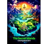 The Secret Islands Coloring Book Vol 4, 50 beautifully illustrated fantasy island scenes filled with hidden treasures.