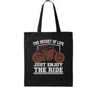The Secret of Life Just Enjoy The Ride - Bolsa de algodón ecológico natural, color negro, Black, Talla única