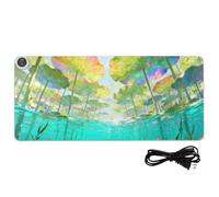 The Secret Realm Under The Flower Leaves - Alfombrilla de mouse de piel con calefacción para juegos, 31.5 x 13 pulgadas, calentador de invierno, almohadilla de teclado para computadora, juegos de mesa