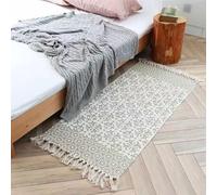 The Seeker Alfombra de pasillo lavable a máquina, 60 x 130 cm, antideslizante, larga, floral, color crema, alfombra de área de pelo bajo para dormitorio, sala de estar, cocina, salón, interior