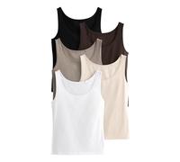THE SET - Camisetas de Tirantes Mujer, Camisetas Mujer de Algodón Blanco y Negro, Talla XL - Pack de 5 Negro/Marrón/Neutral/Nude/Blanco L