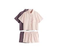 THE SET Mujeres Pack de 2 Pijamas Tejidos con Pantalones Cortos y Botones Pale Pink/Purple S