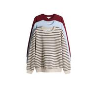 THE SET Mujeres Pack de 3 Sudaderas con Cuello Redondo y Hombro caído Red/Blue/Stripe L