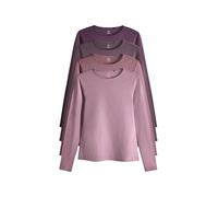 THE SET Mujeres Pack de 4 Camisetas de Manga Larga con Escote en la Espalda Purple/Lilac/Brown/Pink L