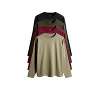 THE SET Mujeres Pack de 4 Camisetas holgadas de Manga Larga Black/Khaki/Red/Light Green M
