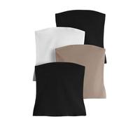 THE SET Mujeres Pack de 4 Tops Palabra de Honor Negro/Negro/Castaño Topo/Blanco 36