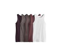 THE SET Mujeres Pack de 5 Camisetas sin Mangas con canalé y Espalda de Nadador Purple/Stripe/Brown/Pink/White M