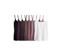 THE SET Mujeres Pack de 7 Camisetas con Tirantes Finos Black/Purple/Brown/Taupe/Pink/Cream M