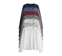 THE SET Mujeres Pack de 7 Camisetas de Manga Larga Navy/Blue/Red/Green/Light Blue/Stone Brown/White S