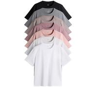 THE SET Mujeres Pack de 7 Camisetas Esenciales Black/Brown/Taupe/Pink/Light Pink/Cream/White S