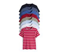 THE SET Mujeres Pack de 8 Camisetas de Manga Corta de canalé Navy/Blue/Red/Light Green/White/Stripe L