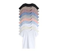 THE SET Niñas Pack de 10 Camisetas de Manga Corta de Corte estándar de Mezcla de algodón Black/Brown/Grey/Pink/Cream/White 10 Años