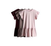 THE SET Niñas Pack de 3 Vestidos de Punto de Manga de Volante Corta con Cintura caída Pink/Purple 9 Años