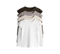 THE SET Niñas Pack de 4 Camisetas de Manga Larga de algodón con Volante Brown/Cream 7 Años