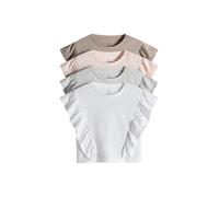 THE SET Niñas Pack de 4 Camisetas de Punto con Volantes Pink/White/Brown/Grey Marl 3 Años