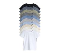 THE SET Niños Pack de 10 Camisetas de Manga Corta de Corte estándar de Mezcla de algodón Black/Grey/Cream/White/Khaki/Brown 10 Años