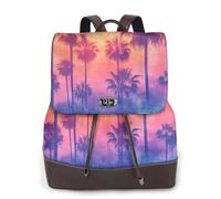 The setting sun and tall trees - Mochila de viaje para mujer, mochila casual, mochila de cuero estampada para mujer para el trabajo