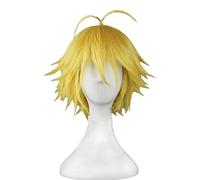 The Seven Deadly Sins Meliodas Cosplay Peluca Dragon's Sin of Wrath Pelucas doradas resistentes al calor + gorro de peluca