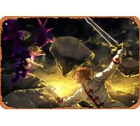 The Seven Deadly Sins, Meliodas (The Seven Deadly Sins), Arthur Pendragon (Los siete pecados capitales), póster de anime para decoración de pared del hogar, letrero de metal retro de hojalata de 8 x