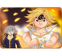 The Seven Deadly Sins, Meliodas (The Seven Deadly Sins), Estarossa (Los siete pecados capitales), póster de anime para decoración de pared del hogar, letrero de metal retro de hojalata de 8 x 12