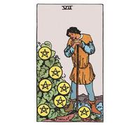 The Seven of Pentacles: 156 College Ruled Lined Pages (78 leaves), 5x8 Notebook, Journal, Diary, Planner featuring image of The Seven of Pentacles Tarot card