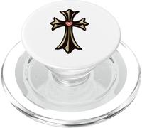 The Shine Pink Heart Gold Cross PopSockets PopGrip para MagSafe