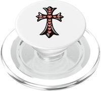 The Shine Pink Heart Pave Silver Cross PopSockets PopGrip para MagSafe