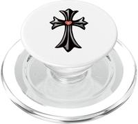 The Shine Pink Heart Silver Cross PopSockets PopGrip para MagSafe