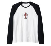 The Shine Red Heart Pave Silver Cross Camiseta Manga Raglan