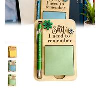 The Shit I Need to Remember - Soporte para notas adhesivas, dispensador de notas Post It, accesorios de escritorio de oficina, el regalo perfecto para la mayoría de las personas olvidadizas (verde)