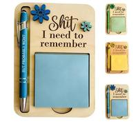 The Shit I Need to Remember Soporte para notas adhesivas, divertido dispensador de notas adhesivas de madera con bolígrafo sarcástico y notas, para tu compañero de trabajo (B)