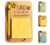 The Shit I Need to Remember Soporte para notas adhesivas, divertido dispensador de notas adhesivas de madera con bolígrafo sarcástico y notas, para tu compañero de trabajo (A)