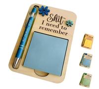 The Shit I Need to Remember Soporte para notas adhesivas, divertido organizador de bloc de notas de madera, notas autoadhesivas con bolígrafo, el regalo para tu compañero (#B)
