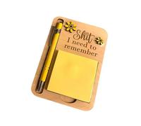 The Shit I Need to Remember Sticky Note Holder, divertido dispensador de notas adhesivas de madera con bolígrafo sarcástico y nota, notas autoadhesivas, para gente olvidadiza (Yellow)