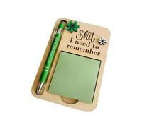 The Shit I Need to Remember Sticky Note Holder, divertido dispensador de notas adhesivas de madera con bolígrafo sarcástico y nota, notas autoadhesivas, para gente olvidadiza (Green)