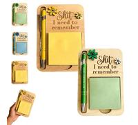 The Shit I Need to Remember Sticky Note Holder, Funny Wooden Memo Pad Organizer, Little Reminders Sticky Note Holder, Funny Little Reminders Post It Notes Dispenser Staff (Green*1+Yellow*1)