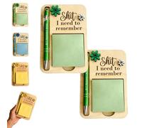The Shit I Need to Remember Sticky Note Holder, Funny Wooden Memo Pad Organizer, Little Reminders Sticky Note Holder, Funny Little Reminders Post It Notes Dispenser Staff (Green*2)