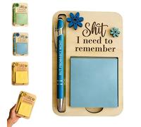The Shit I Need to Remember Sticky Note Holder, Funny Wooden Memo Pad Organizer, Little Reminders Sticky Note Holder, Funny Little Reminders Post It Notes Dispenser Staff (Blue*1)