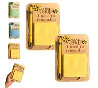 The Shit I Need to Remember Sticky Note Holder, Funny Wooden Memo Pad Organizer, Little Reminders Sticky Note Holder, Funny Little Reminders Post It Notes Dispenser Staff (Yellow*2)
