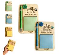 The Shit I Need to Remember Sticky Note Holder, Funny Wooden Memo Pad Organizer, Little Reminders Sticky Note Holder, Funny Little Reminders Post It Notes Dispenser Staff (Blue*1+Green*1)