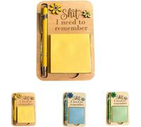 The Shit I Need to Remember Sticky Note Holder,The Perfect Gag Gift for Your Most Forgetful Coworker,Funny Wooden Memo Pad Organizer with Pen,Office Desk Accessory Gifts (Yellow)