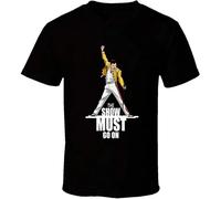The Show Must Go On Graphic tee Round Neck Unisex Tops Men's 100% Cotton Short-Sleeve T-Shirts S