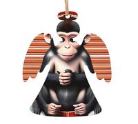 The Silent Monkey - Adornos de madera para árbol con forma de ángel, 4 unidades, colgantes decorativos, diseño vintage para vacaciones