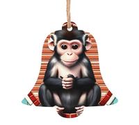The Silent Monkey - Adornos de madera para árbol en forma de campana, 2 unidades, colgantes decorativos, diseño vintage para vacaciones