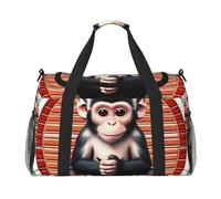 The Silent Monkey - Bolsa de lona con estampado de mono para viajes, bolsa de hombro para fin de semana, bolsa de deporte para gimnasio para hombres y mujeres