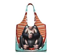 The Silent Monkey - Bolsa de lona estampada para mujer, bolsa de hombro ligera