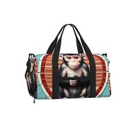 The Silent Monkey - Bolsa deportiva con compartimento para zapatos, ligera, para gimnasio, fin de semana para hombres y mujeres, bolsa de viaje impermeable con bolsillo húmedo